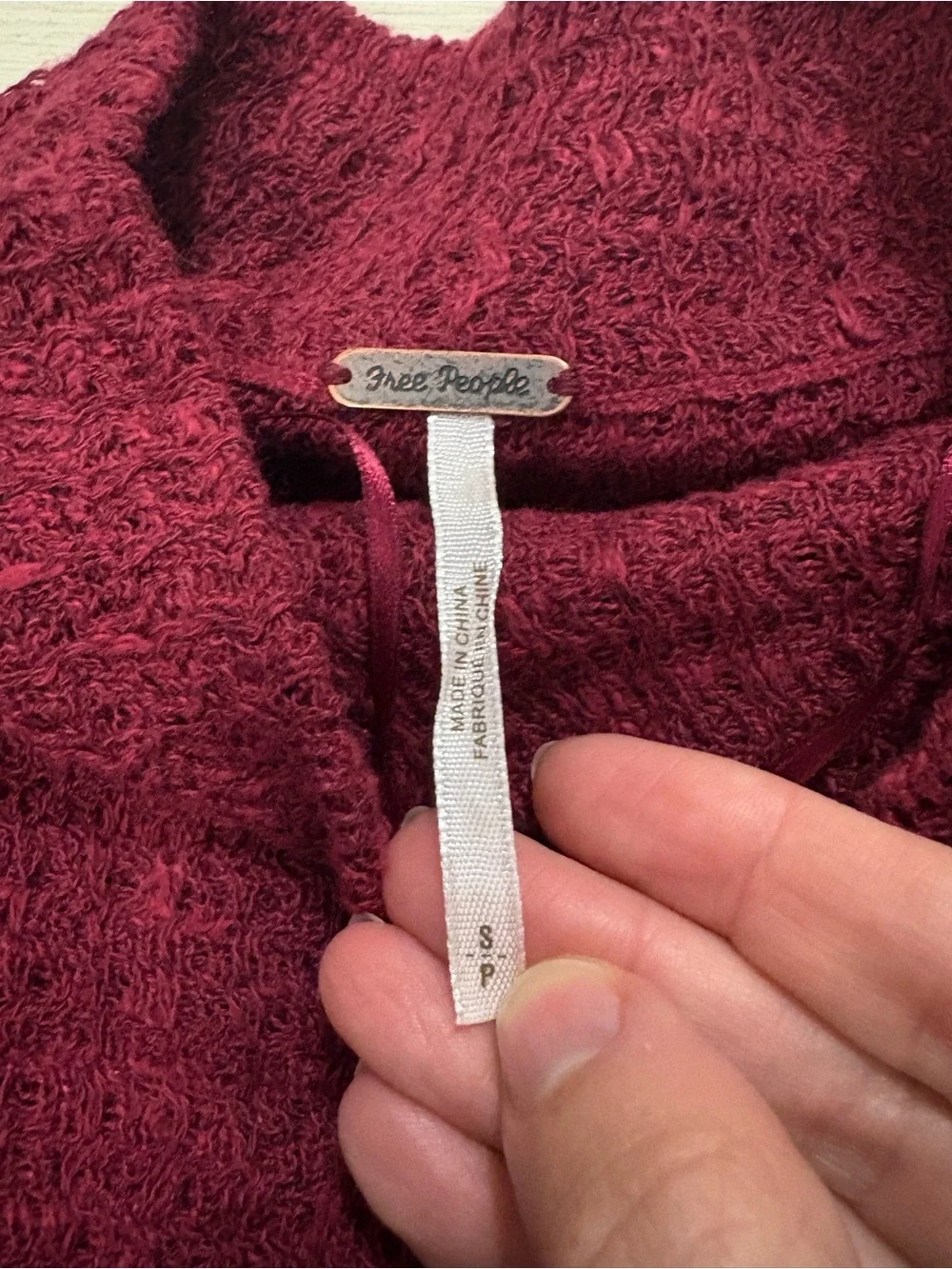 Free People Burgundy Cowl Mock Neck Sweater